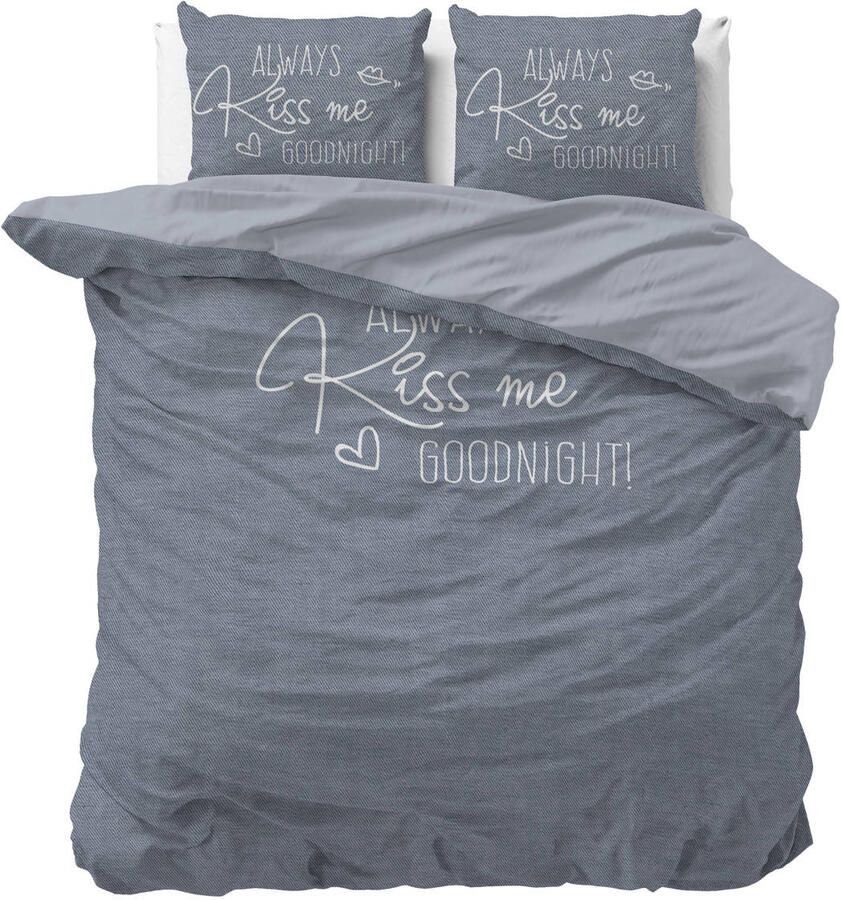 Sleeptime 2-persoons dekbedovertrek met print 200x220 cm blauw