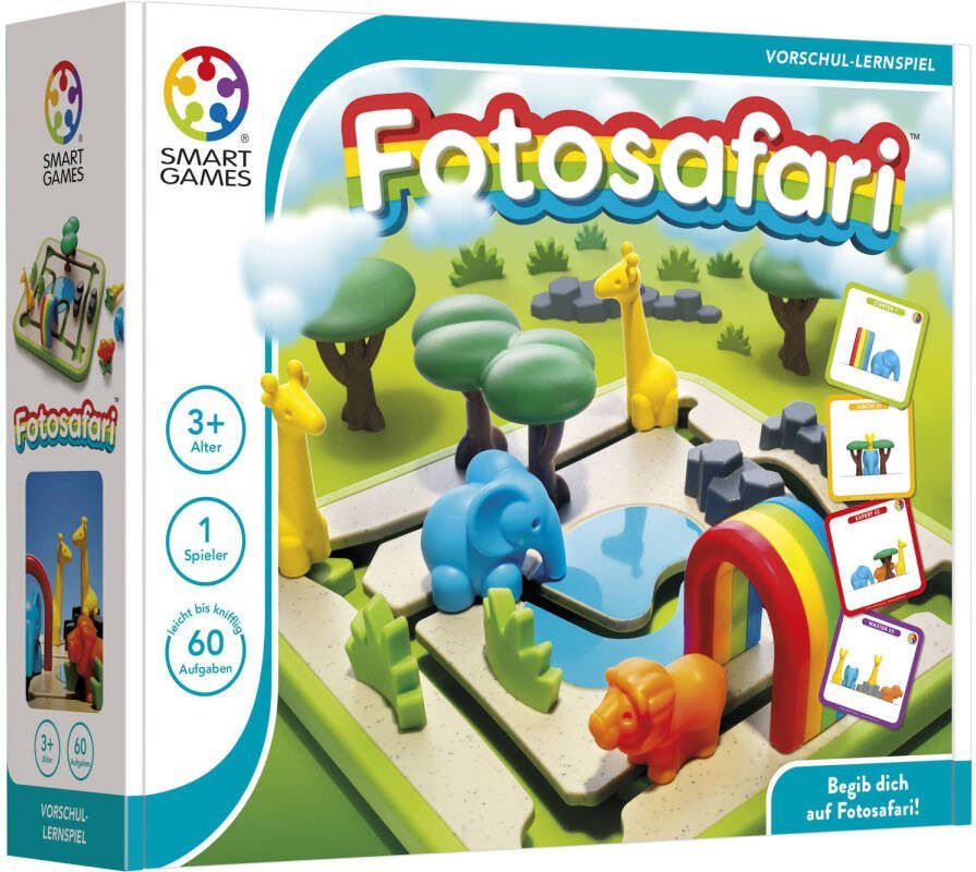 SmartGames Safari Park Jr. 60 opdrachten educatief spel voor kleuters Olifant Giraffen en Leeuw