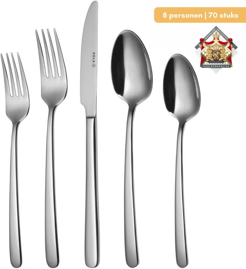 Sola Bestek Set Donau 90 Delig Bestekset 9 Persoons Modern Vaatwasserbestendig Zilverwit Premium Edelstaal 18 10 RVS Zilver - Foto 5