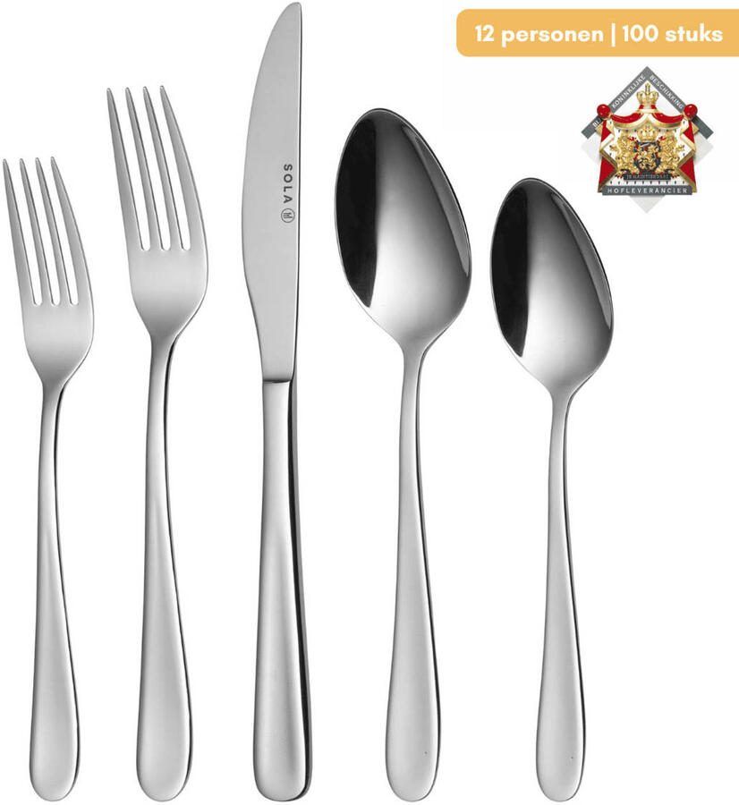 Sola Bestek Set Florence 100 Delig Bestekset 12 Persoons Modern Vaatwasserbestendig Zilverwit Premium Edelstaal 18 10 RVS Zilver - Foto 6