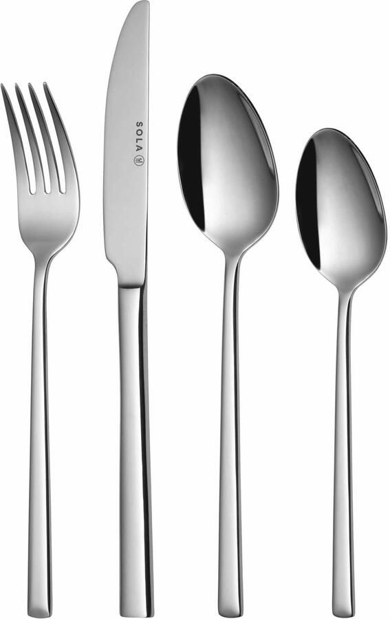 Sola Bestek Set Luxor 100 Delig Bestekset 12 Persoons Modern Vaatwasserbestendig Zilverwit Premium Edelstaal 18 10 RVS Zilver - Foto 8