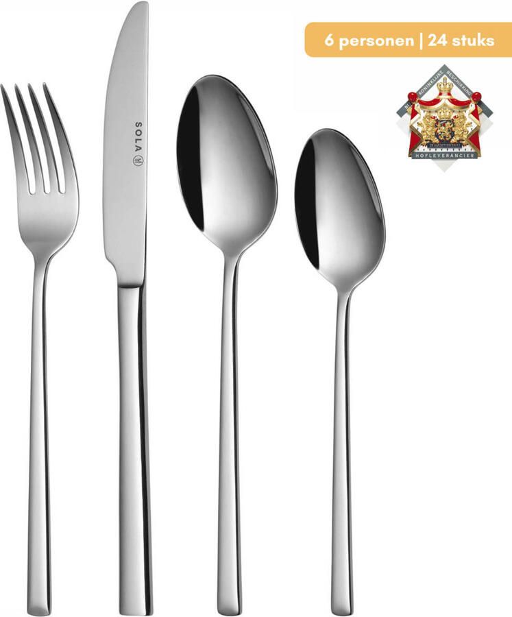 Sola Bestek Set Luxor 100 Delig Bestekset 12 Persoons Modern Vaatwasserbestendig Zilverwit Premium Edelstaal 18 10 RVS Zilver - Foto 6