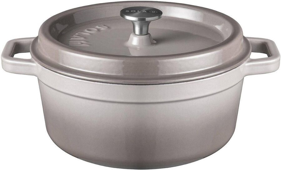 Sola Braadpan met deksel Gietijzer Grijs ø 24 cm 3.2 Liter geëmailleerde anti-aanbaklaag