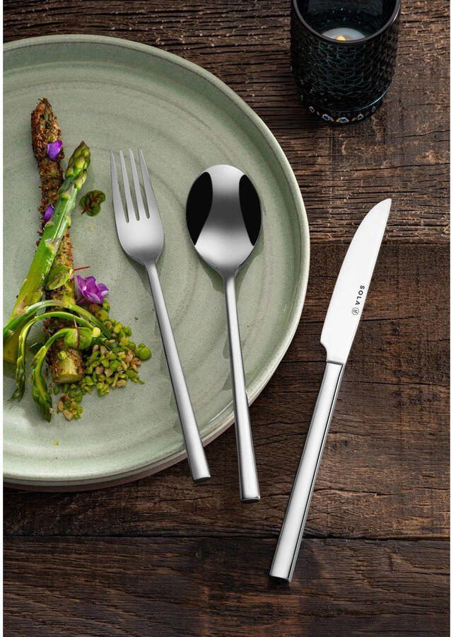 Sola Bestek Set Montreux 50 Delig Bestekset 6 Persoons Modern Vaatwasserbestendig Zilverwit Premium Edelstaal 18 10 RVS Zilver - Foto 4