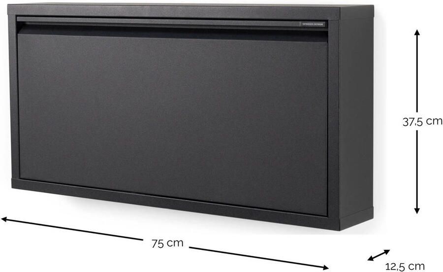 Spinder Design Billy 1 Schoenenkast met 1 vak 75x12 5x37 5 cm Zwart - Foto 3