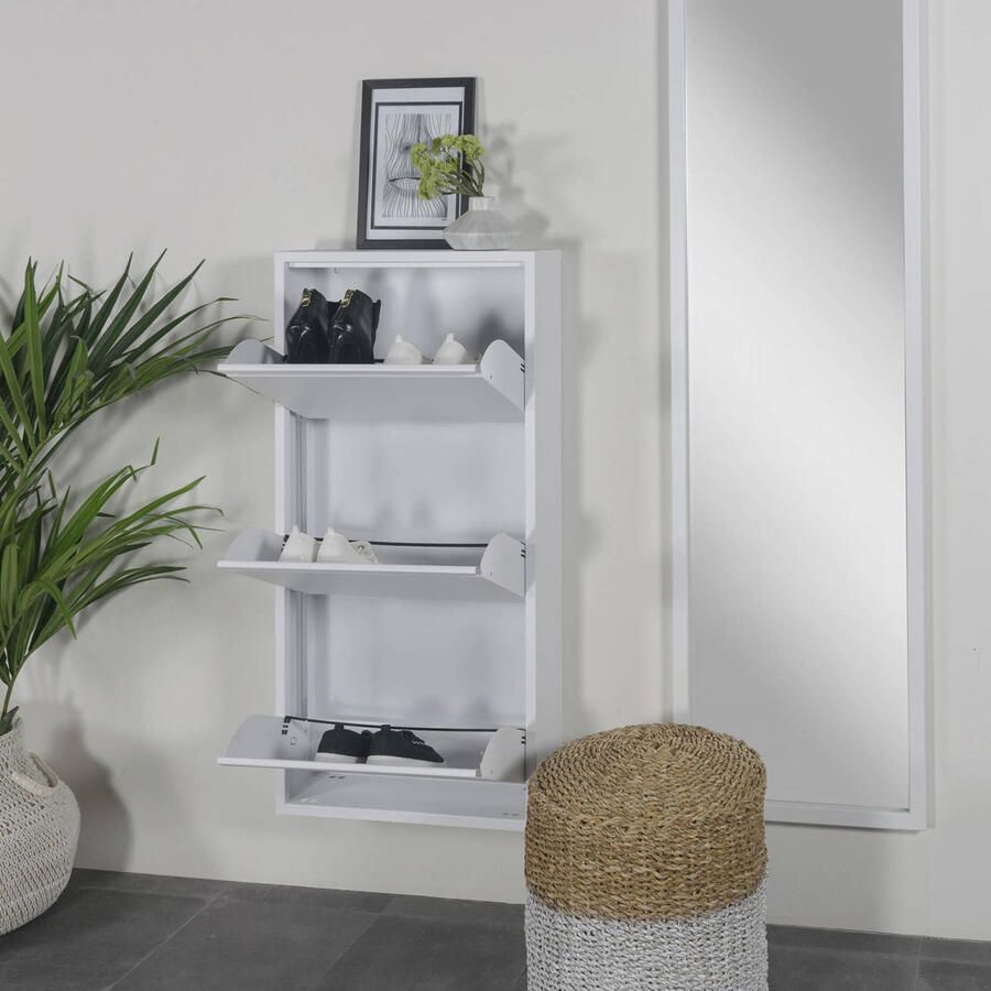 Spinder Design Schoenenkast Billy 3 Wit Metaal 50 x 103 x 15 5 cm Hoogwaardige afwerking - Foto 4