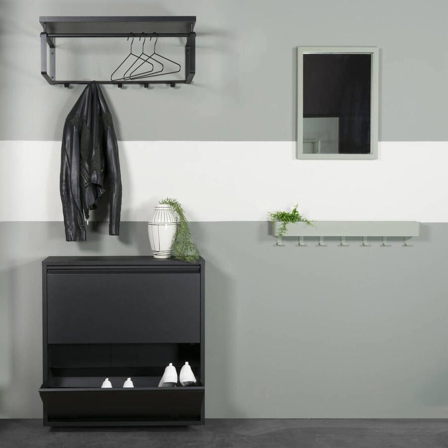Spinder Design Billy 2 Schoenenkast met 2 vakken 75x22 5x75 Zwart - Foto 2