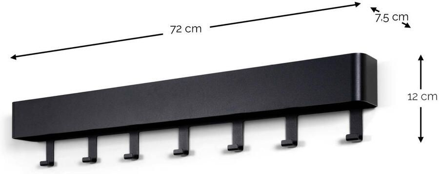 Spinder Design Dax Play Wandkapstok met 7 haken 72x7 5x12 cm Zwart - Foto 3
