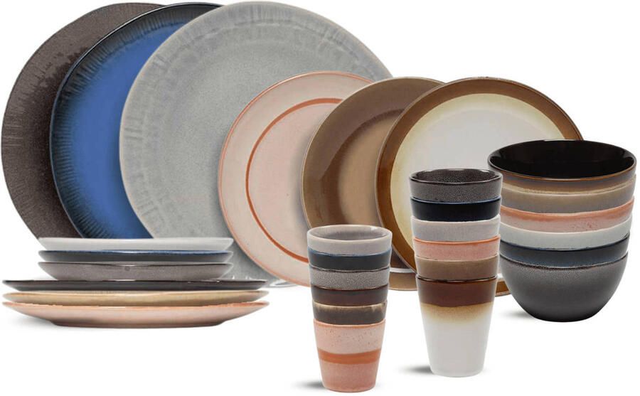 Studio Tavola Serviesset Earth 30-delig 6 personen 6 dinerborden 6 ontbijtborden 6 kommen 6 koffiekopjes en 6 koffiebekers