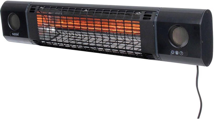 Sunred – Sun and Sound Ultra lijn – Zwart – Wand model Terrasverwarmer – Infraroodstraling – 2000W – Afstand bestuurbaar – Bluetooth speakers – Soft touch – Muziek – Elektrische heater – Heater - Foto 2
