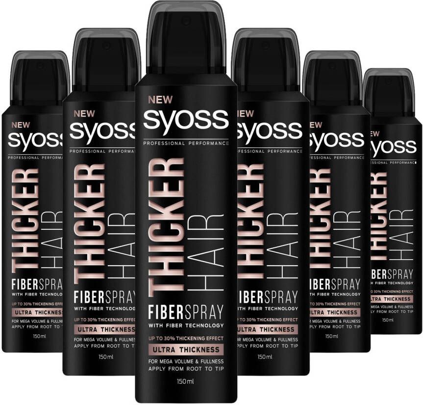 SYOSS Thicker Hair Fiberspray Haarlak Haarstyling Haarlak Voordeelverpakking 6 x 150 ml