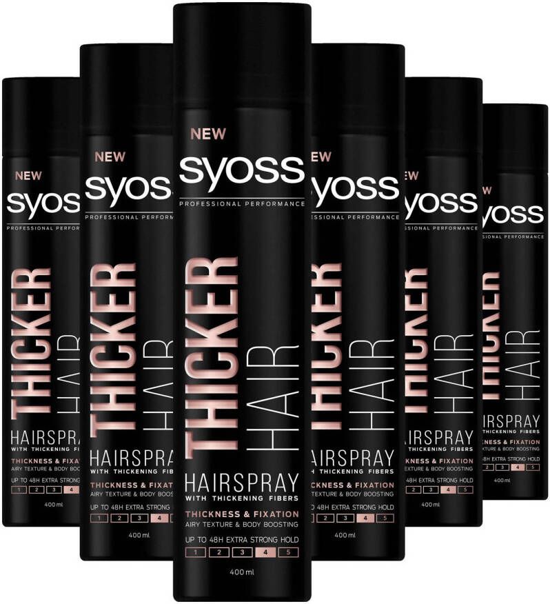 SYOSS Thicker Hair Haarlak Haarstyling Haarlak Voordeelverpakking 6 x 400 ml