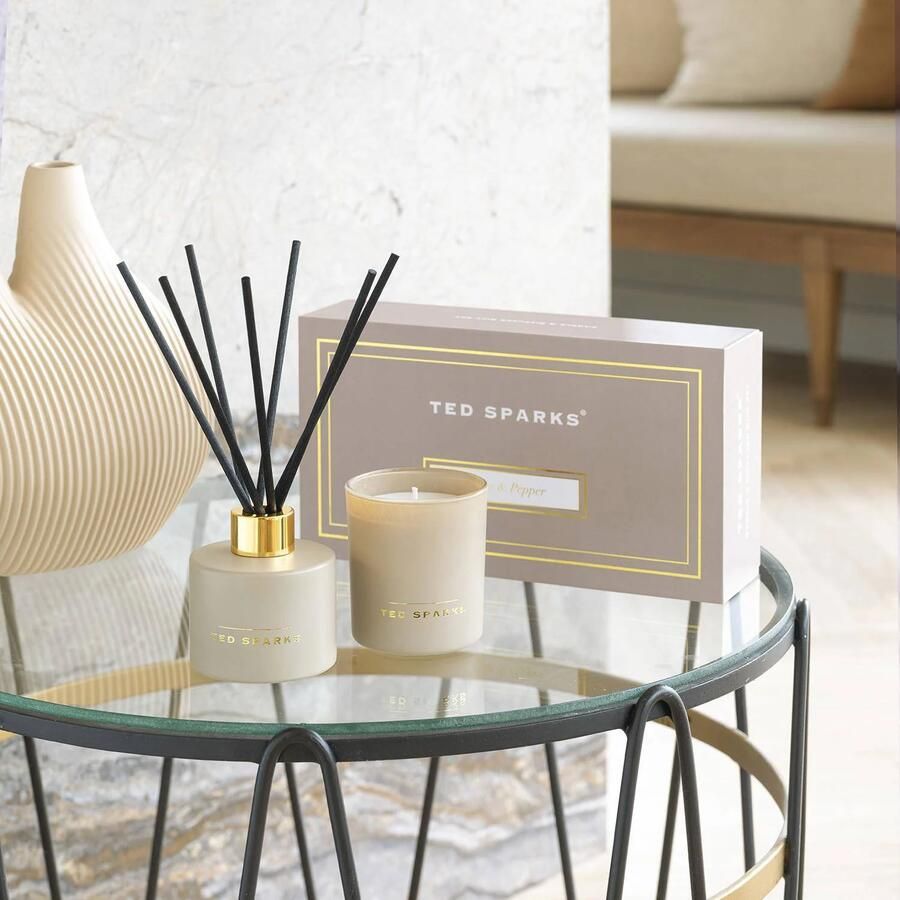 Ted Sparks Geurkaars & Geurstokjes Diffuser Gift Set Tonka & - Foto 3