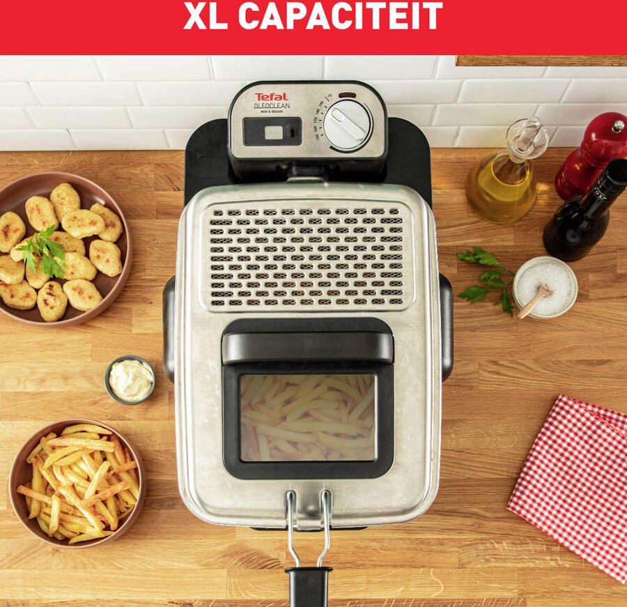 Tefal Friteuse FR8040 Oleoclean Pro Inox & Design Capaciteit: 1 2 kg uitneembaar oliereservoir automatische olie vet filtering timer thermostaat knapperige patat - Foto 3