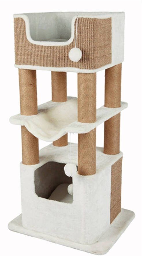 Trixie krabpaal Lucano 48 x 110 cm pluche sisal wit taupe