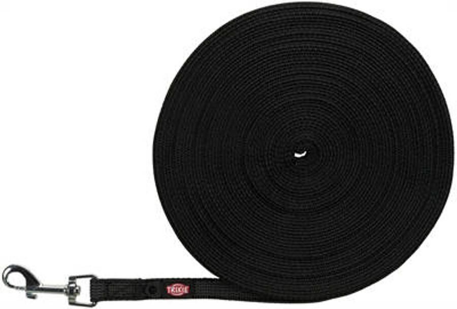 Trixie Hondenriem Sleeplijn Met Rubber Bekleed Zwart 15 m x 1 5 cm