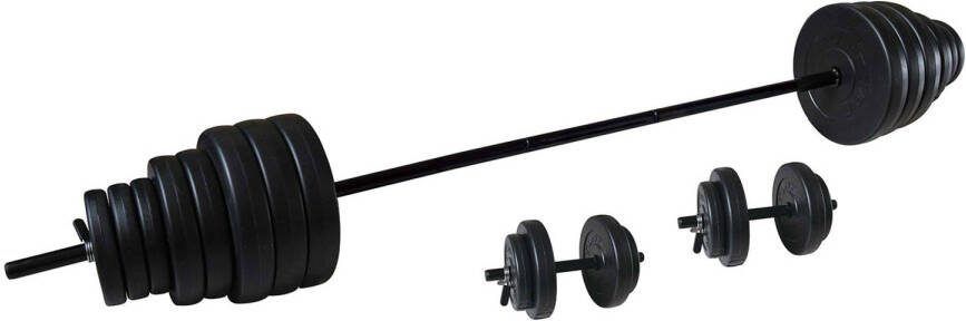 Tunturi Vinyl Halterset Dumbellset 50kg 1x Halterstang + 2x Dumbbellstangen + Gewichten en Sluitingen