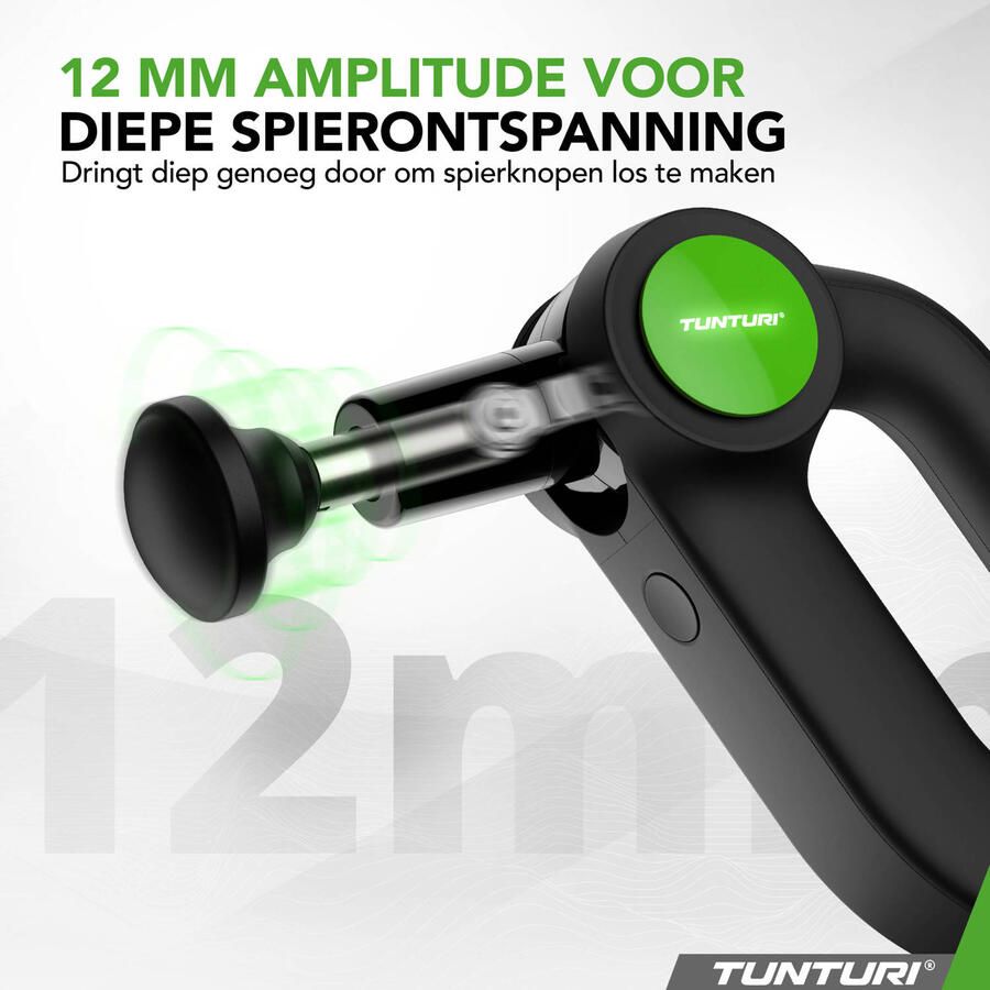 Tunturi MG70 Massage Gun Professioneel Massage Pistool Met Verstelbare Kop Massage Apparaat Met Multi Grip Inclusief 6 Opzetstukken En Koffer Extra Krachtig en Stil Incl Gratis App
