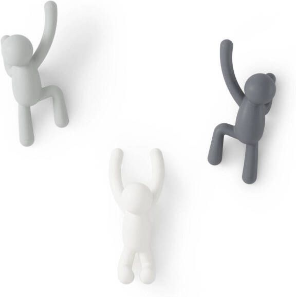 Umbra Wandhaak Buddy Set van 3 stuks Wit Grijs - Foto 5