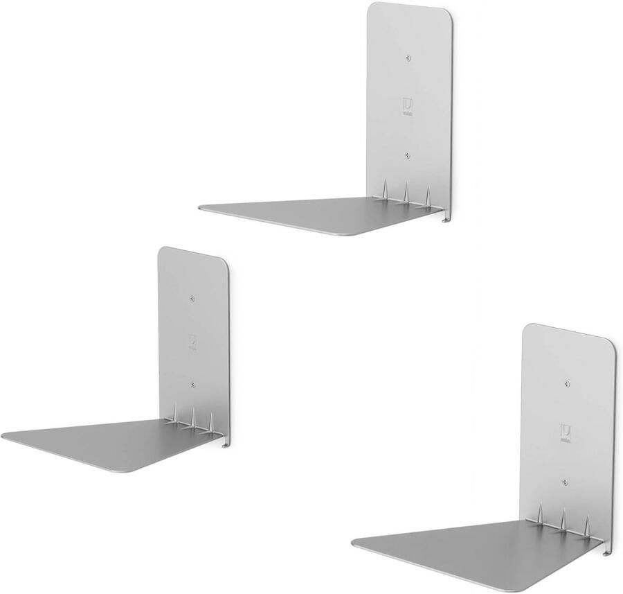 Umbra Conceal 3 Pack Boekensteun set van 3 groot 14x17.8x16.5cm zilver - Foto 9