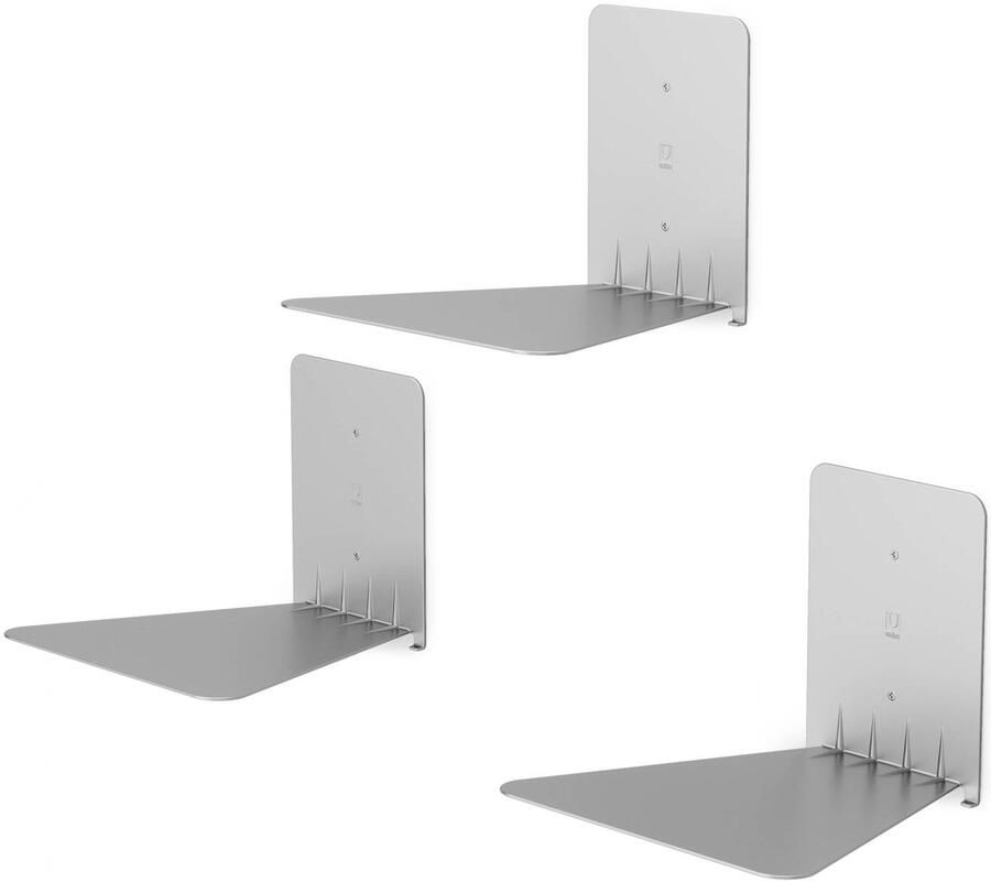 Umbra Conceal 3 Pack Boekensteun set van 3 groot 14x17.8x16.5cm zilver - Foto 4