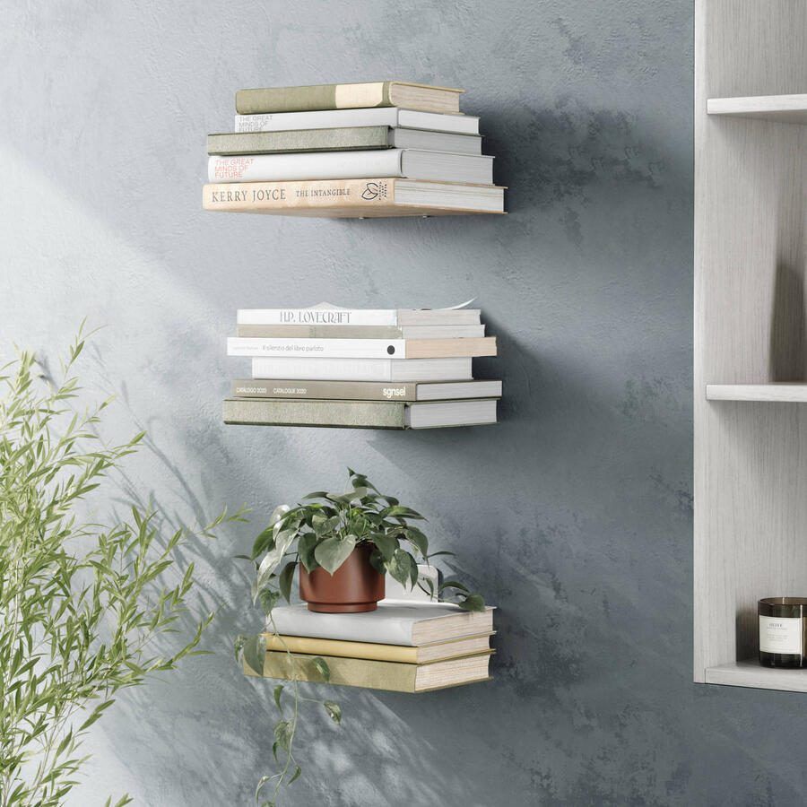 Umbra Conceal 3 Pack Boekensteun set van 3 groot 14x17.8x16.5cm zilver - Foto 6
