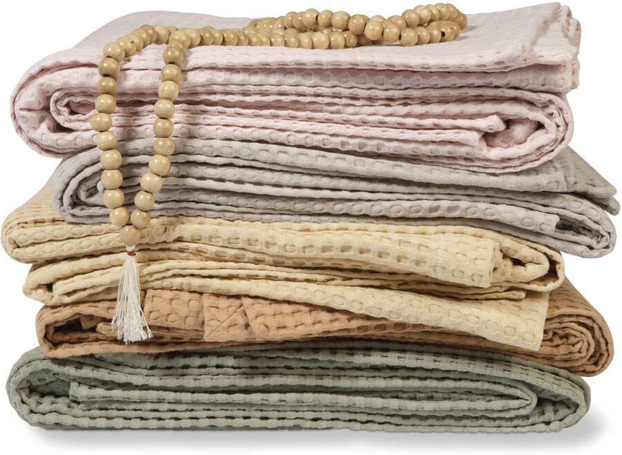 Vandyck katoenen bedsprei pique waffle (zandgrijs) (160x250 cm) - Foto 3