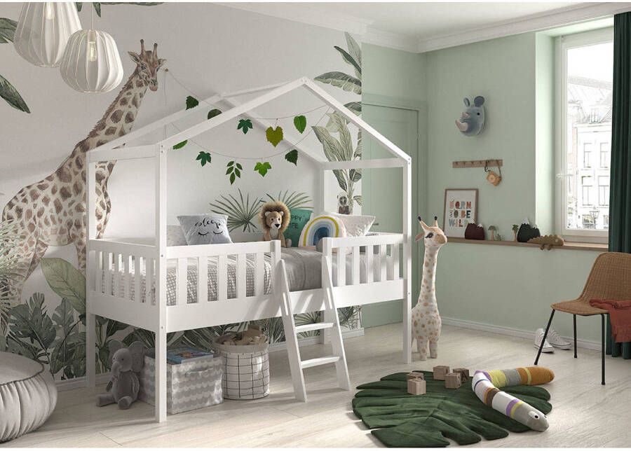 Vipack Huisbed Massief dennenhout wit gelakt gemaakt in Europa stevig gebouwd - Foto 6