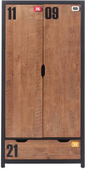 Vipack Draaideurkast Alex fronten massief dennenhout in schaaflook decor cijfers - Foto 7
