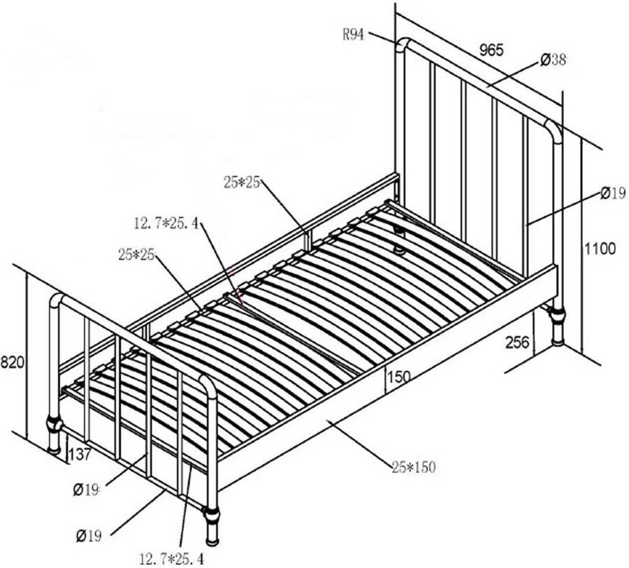 Vipack Kinderbed Bronxx eenpersoonsbed 90 200 zeer stabiel romantische uitstraling - Foto 7