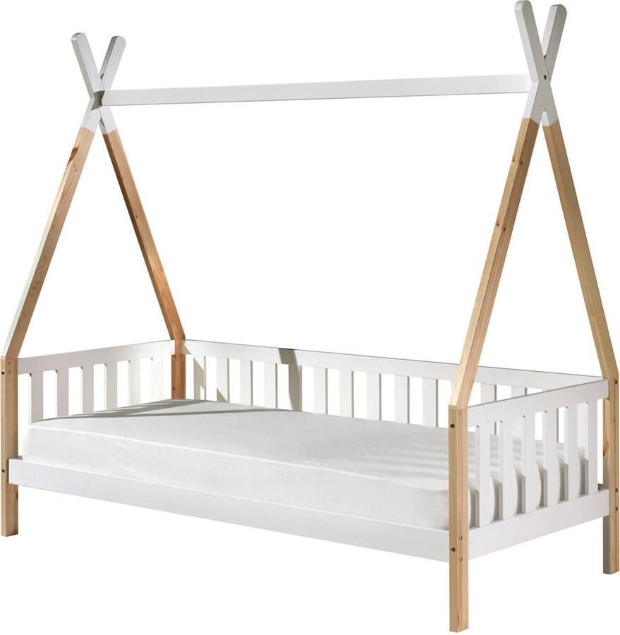 Vipack Kinderledikant Tipi met dwarsbalk in tent-uitstraling massief dennenhout - Foto 6