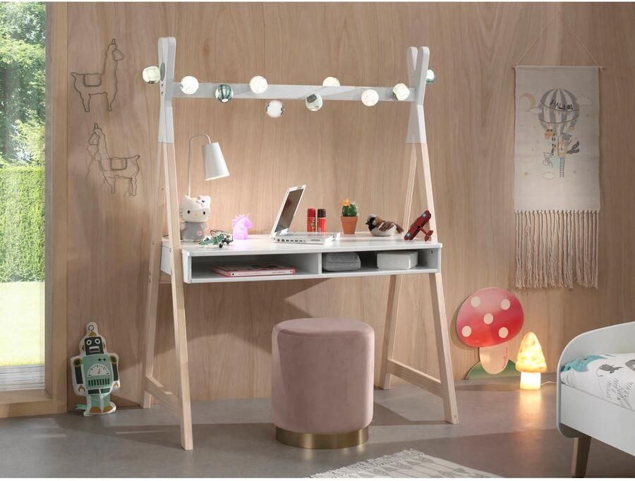 Vipack Bureau Kiddy Originele tipi look voor het bureau met groot werkoppervlak