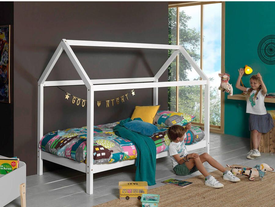 Vipack Bed Dalles met dak Kinderbed 90 x 200 cm Wit