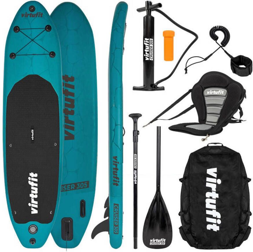 Virtufit Supboard Cruiser 305 Turquoise Met Kajak zitje accessoires en draagtas