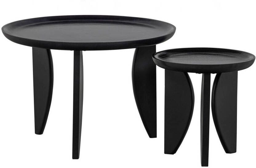 Vtwonen High Heels Bijzettafels Mangohout Zwart Set van 2 - Foto 4
