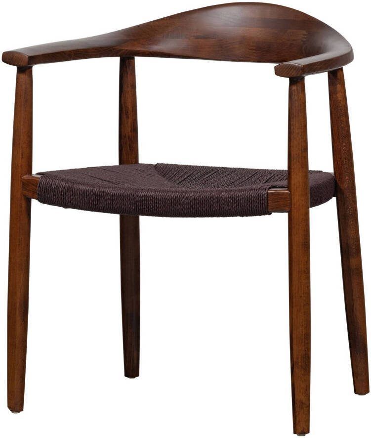 Vtwonen Embrace Eetkamerstoelen Gevlochten Donkerbruin Set van 2