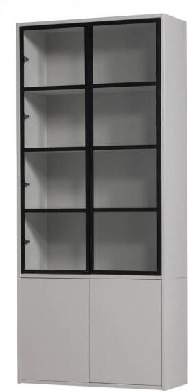Vtwonen | Basic 4-drs Vitrinekast Grenen Mist | Woonkamer meubels | KastVitrinekast - Foto 10
