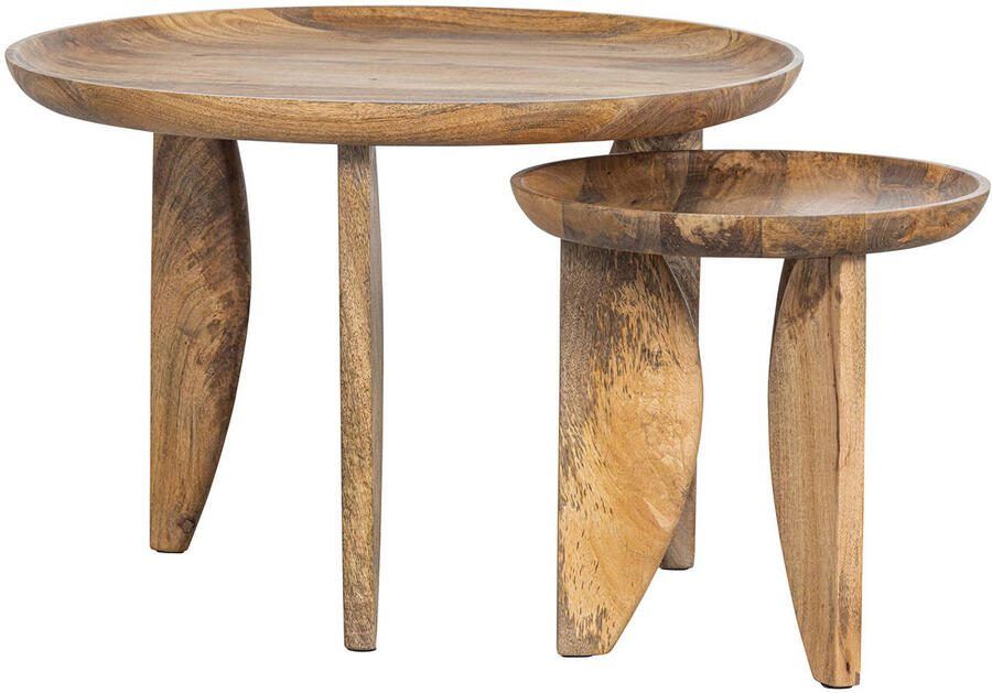 Vtwonen | Set 2 High Heels Bijzettafels Mango Hout Naturel | Woonkamertafels | BijzettafelBijzettafelset - Foto 6