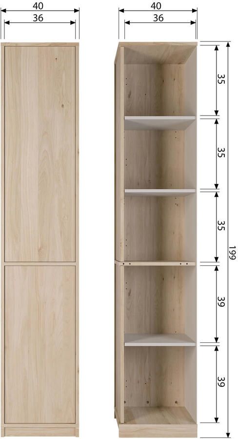 Vtwonen | Modulair Bovenkast 40cm Eiken Naturel Mat | Woonkamer meubels | BergkastKast - Foto 2