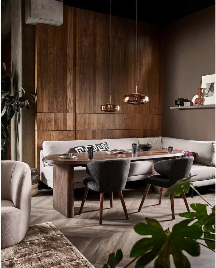 Vtwonen | Ellips Eetkamertafel Mango Hout Walnoot 90x240cm | Eettafels | Eettafel - Foto 6