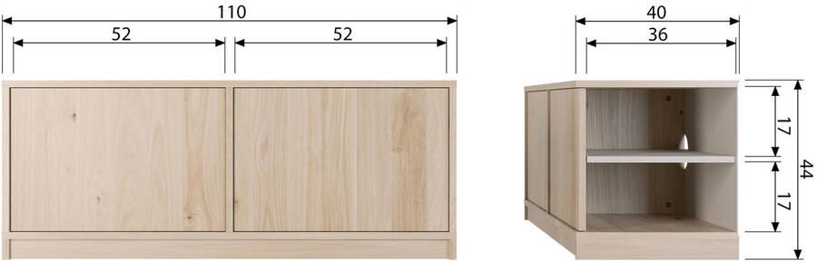 Vtwonen | Modulair Onderkast 110cm Eiken Naturel Mat | Woonkamer meubels | BergkastKast - Foto 6