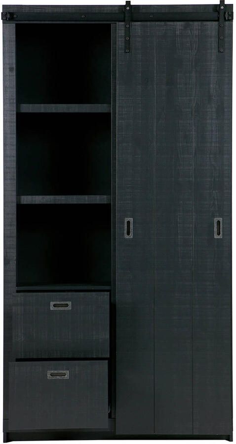 Vtwonen Wandkast Schuifdeurkast Barn Hout Zwart 122 x 230 x 37 cm (BxHxD) - Foto 6