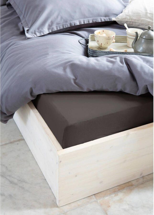 Walra Hoeslaken Jersey Stretch 160x200 210 100% Katoen Antraciet - Foto 3