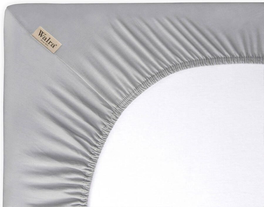 Walra jersey stretch hoeslaken 100% gebreide jersey katoen Lits-jumeaux (180x200 210 cm) Grijs - Foto 2