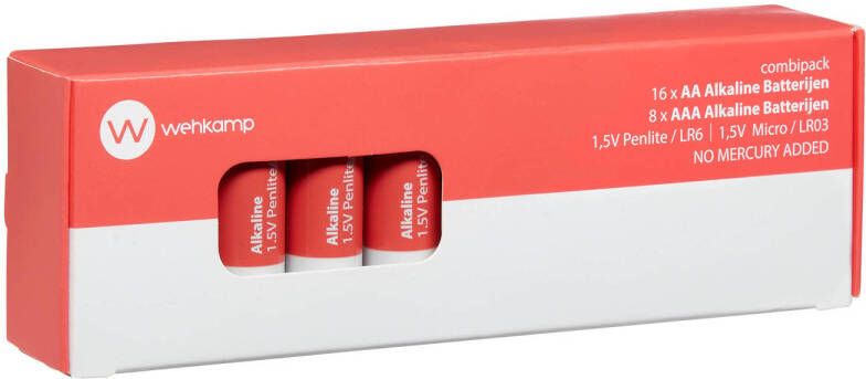 Wehkamp Home alkaline batterijen 1 5v Penlite LR6 AA 16 pack + 1 5v LR03 AAA 8 pack
