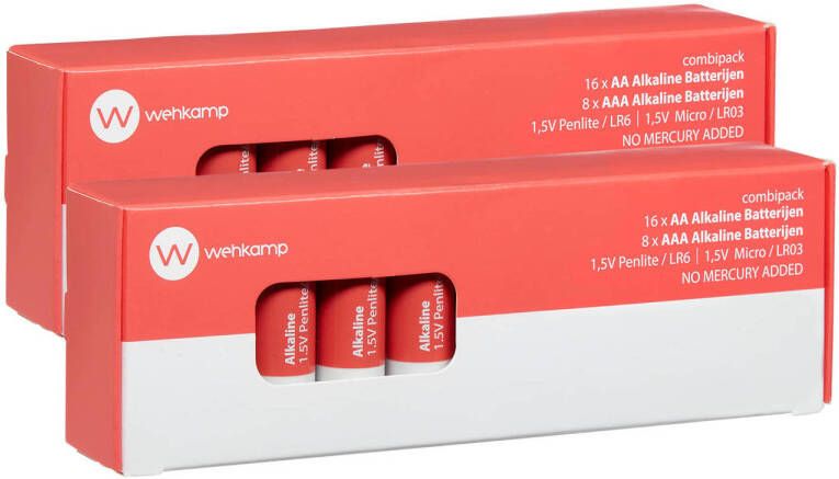 Wehkamp Home alkaline batterijen 1 5v Penlite LR6 AA 16 pack + 1 5v LR03 AAA 8 pack (2 pack)