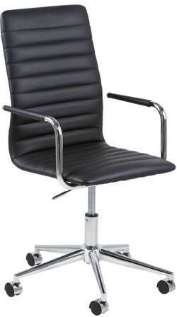 Pit-Art Bureaustoel Retro zwart PU leder met zwart metalen poten - Foto 3