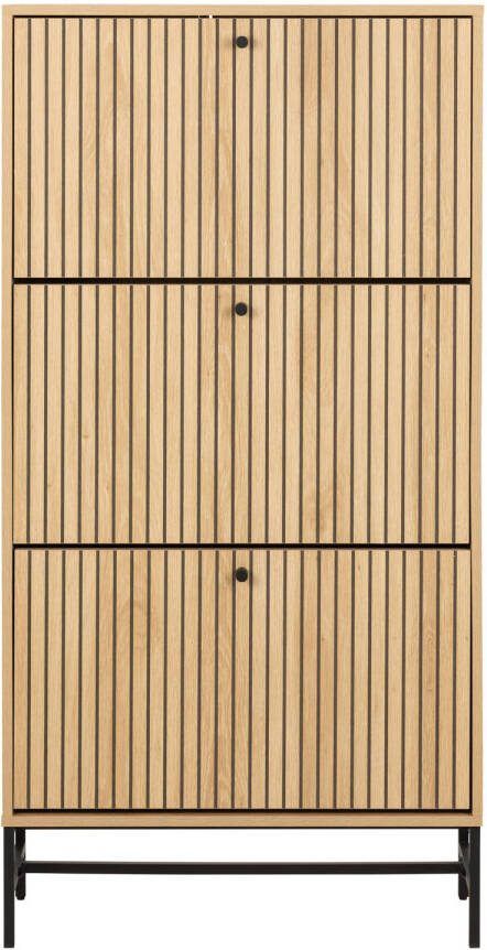 Bendt Schoenenkast Davon Eikenlook 140 x 72cm Naturel latjes