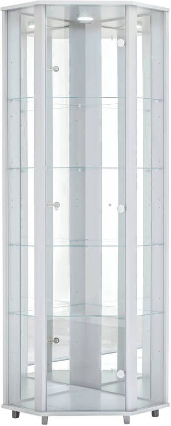 Fif möbel Hoekvitrinekast TRIO hoogte ca. 172 cm incl. verlichting Hoekvitrine Glasvitrine 1x Glazen deur perfect voor verzamelaars verzamelvitrine