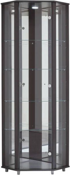Fif möbel Hoekvitrinekast TRIO hoogte ca. 172 cm incl. verlichting Hoekvitrine Glasvitrine 1x Glazen deur perfect voor verzamelaars verzamelvitrine